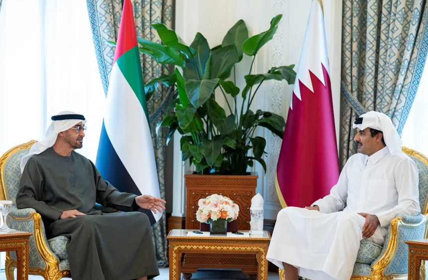 Mohamed bin Zayed Al Nahyan and Tamim bin Hamad Al Thani
